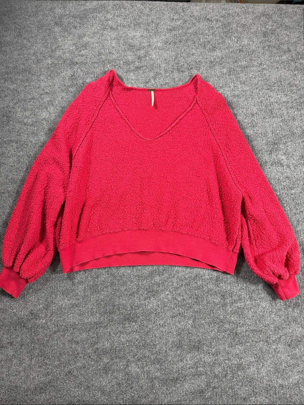 Free People Found My Friend V-Neck Pullover, Hot Pink
